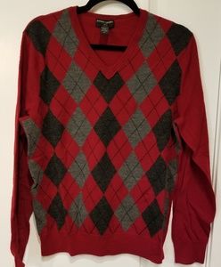 BANANA REPUBLIC. Red argyle 100% merino wool (M)